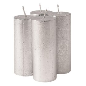 Rusztikus metál adventi gyertya készlet, 10 x 4cm - Ezüst