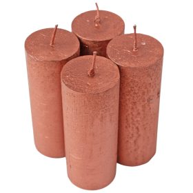Rusztikus metál adventi gyertya készlet, 10 x 4cm - Bronz