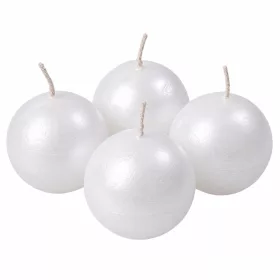   Rusztikus metál gömb adventi gyertya készlet, 5cm - Gyöngyház fehér