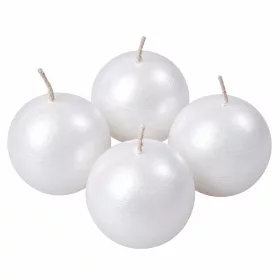  Rusztikus metál gömb adventi gyertya készlet, 5cm - Gyöngyház fehér
