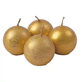 Rusztikus metál gömb adventi gyertya készlet, 5cm - Arany