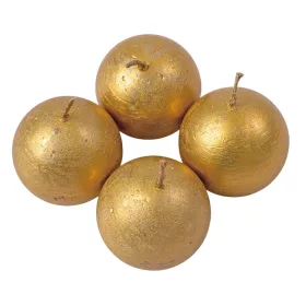 Rusztikus metál gömb adventi gyertya készlet, 5cm - Arany