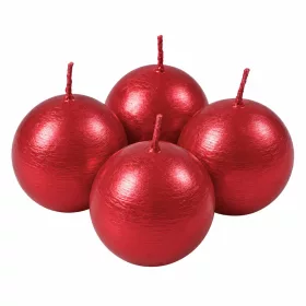Rusztikus metál gömb adventi gyertya készlet, 5cm - Piros