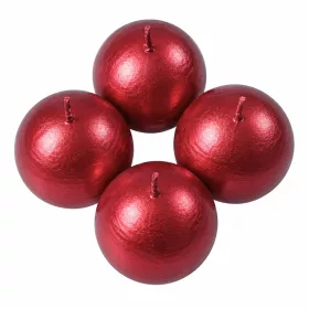 Rusztikus metál gömb adventi gyertya készlet, 5cm - Piros