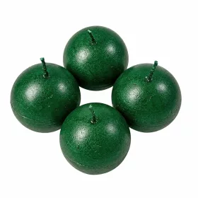 Rusztikus metál gömb adventi gyertya készlet, 5cm - Zöld