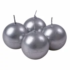   Rusztikus metál gömb adventi gyertya készlet, 5cm - Ezüst
