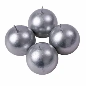   Rusztikus metál gömb adventi gyertya készlet, 5cm - Ezüst