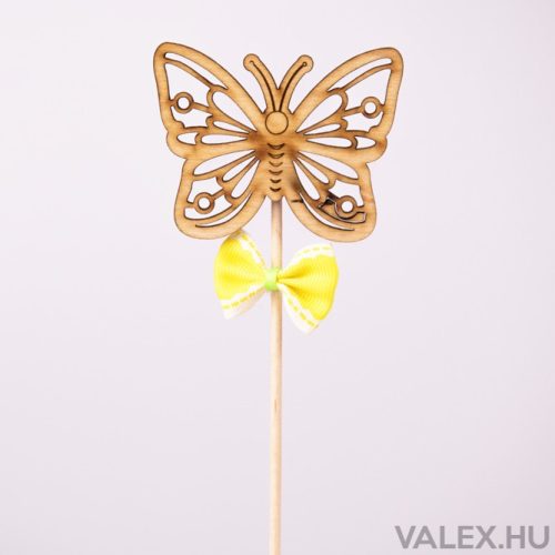 Pálcás dekor 5.5 x 27cm - Pillangós - sárga