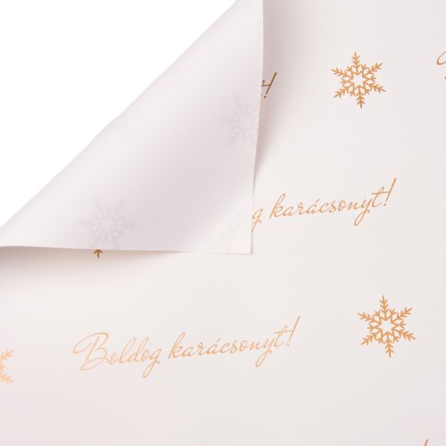 "Boldog karácsonyt!" foil roll with inscription 58cm x 10m - White/Gold