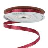 Satin ribbon with golden edge 6mm x 20m - Burgundy 