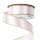 Satin ribbon with golden edge 25mm x 20m - White 