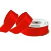 Satin ribbon with golden edge 25mm x 20m - Red 