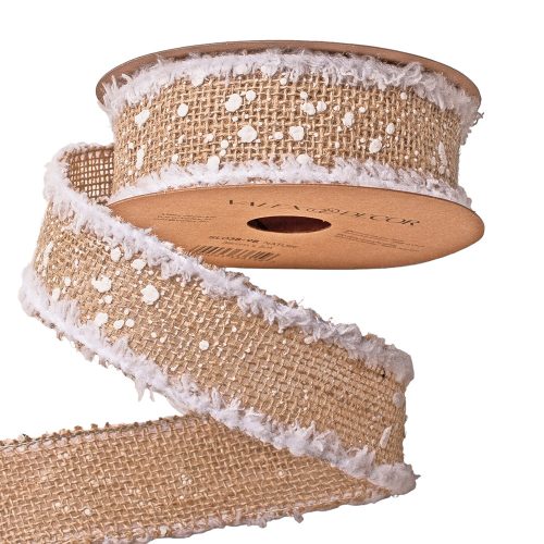 Christmas jute ribbon with wire edge 38mm x 5m
