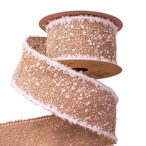 Christmas jute ribbon with wire edge 63mm x 5m