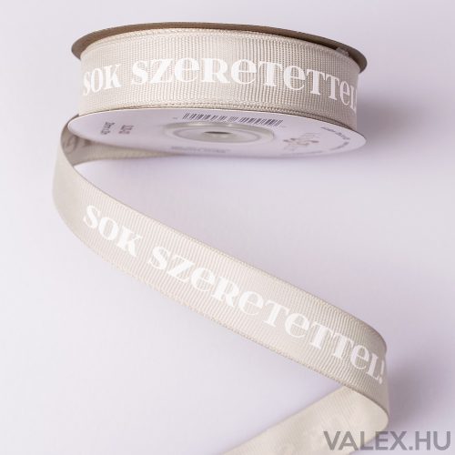 "Sok Szeretettel!" inscription grosgrain ribbon 20mm x 20m - Champagne
