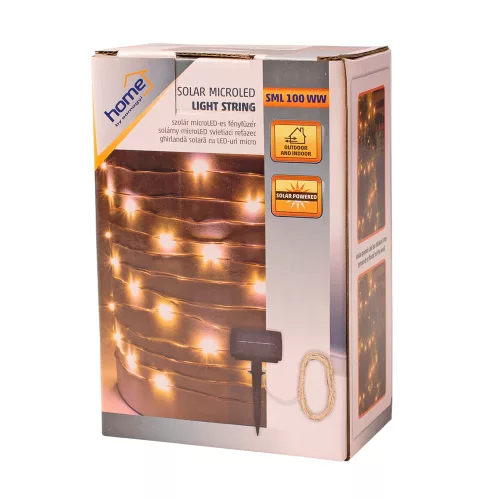 Szolár micro LED-es fényfüzér, 5 + 1m, melegfehér