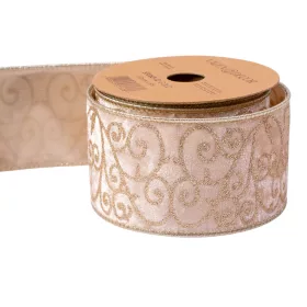   Pezsgő, inda mintás bársony szalag, drótos szegéllyel 63mm x 5m
