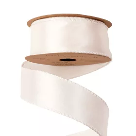   Fényes szatén szalag drótos szegéllyel 38mm x 5m - Fehér