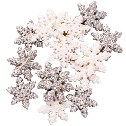 Christmas sticker decoration 2.7cm - 16pcs. White/Silver Snowflake