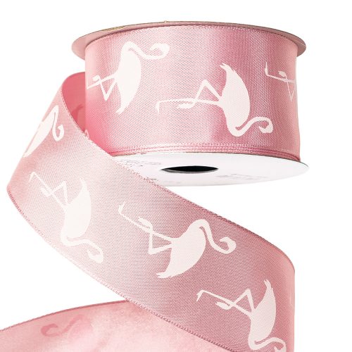 Flamingo satin ribbon with wire edge 38mm x 6.4m - Pink