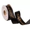 "Boldog karácsonyt!" feliratos csillogó szatén szalag 25mm x 10m - Fekete