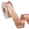 "Boldog karácsonyt!" feliratos csillogó szatén szalag 25mm x 10m - Púder bézs