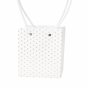   10db. dombornyomott virág-ajándék táska 11.5(h) x 11.5(sz) x 13(m) cm - Fehér