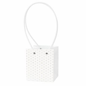   10db. dombornyomott virág-ajándék táska 11.5(h) x 11.5(sz) x 13(m) cm - Fehér