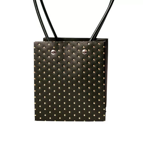 10db. dombornyomott virág-ajándék táska 11.5(h) x 11.5(sz) x 13(m) cm - Sötétzöld