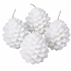   Toboz, metál adventi gyertya készlet 8 x 6cm - Gyöngyház fehér
