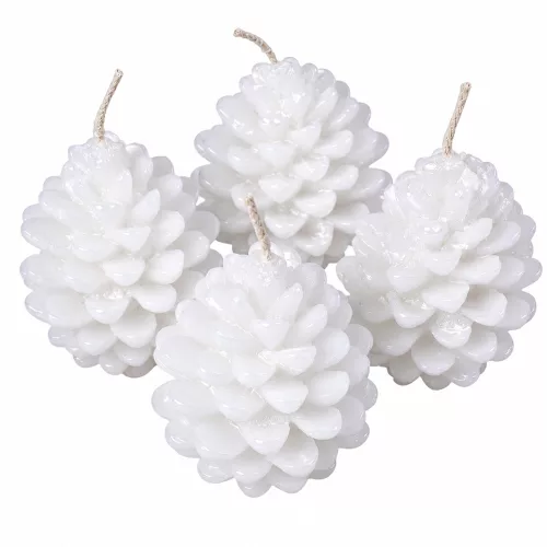 Toboz, metál adventi gyertya készlet 8 x 6cm - Gyöngyház fehér