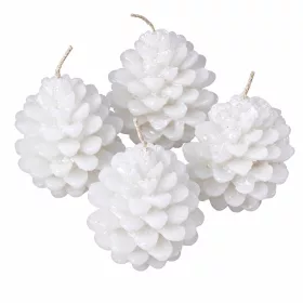   Toboz, metál adventi gyertya készlet 8 x 6cm - Gyöngyház fehér