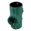 3-Way Grounded T-Adapter, Dark Green