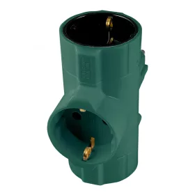 3-Way Grounded T-Adapter, Dark Green