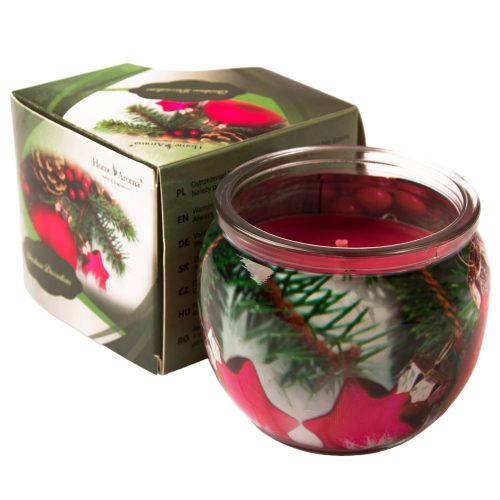 "Christmas Decoration" Alma-fahéj illatgyertya, poharas illatmécses