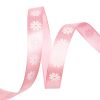 Floral pattern satin ribbon 12mm x 20m - Pink