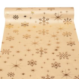   Karácsonyi bársony dekorációs anyag, asztali futó, 28cm x 2.7m - Krém