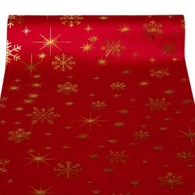   Karácsonyi bársony dekorációs anyag, asztali futó, 28cm x 2.7m - Rose red