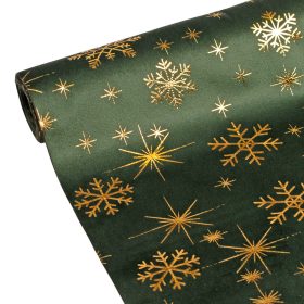   Karácsonyi bársony dekorációs anyag, asztali futó, 28cm x 2.7m - Sötétzöld