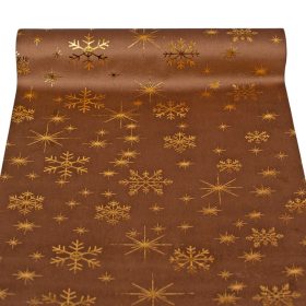   Karácsonyi bársony dekorációs anyag, asztali futó, 28cm x 2.7m - Barna