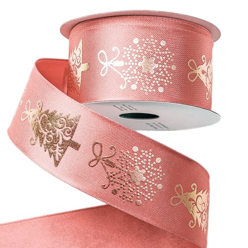 Christmas ribbon with wire edge 38mm x 6.4m  - Powder beige