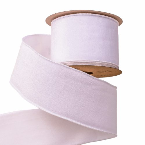 Velvet ribbon with wire edge 63mm x 5m - White