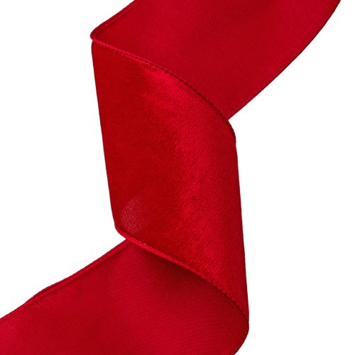 Velvet ribbon with wire edge 100mm x 5m - Red