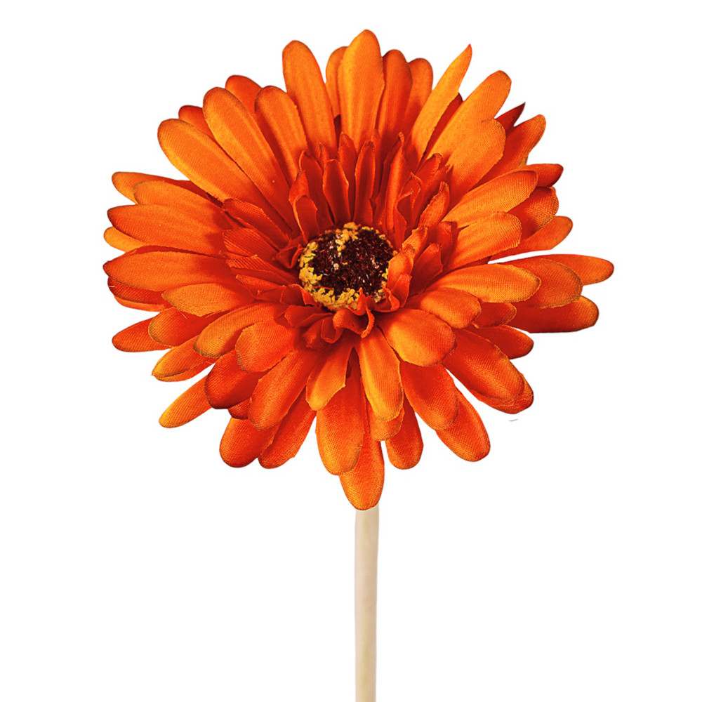Gerbera selyemvirág szál, magasság: 55cm, virágfej átmérő: 10cm - Sötét narancssárga