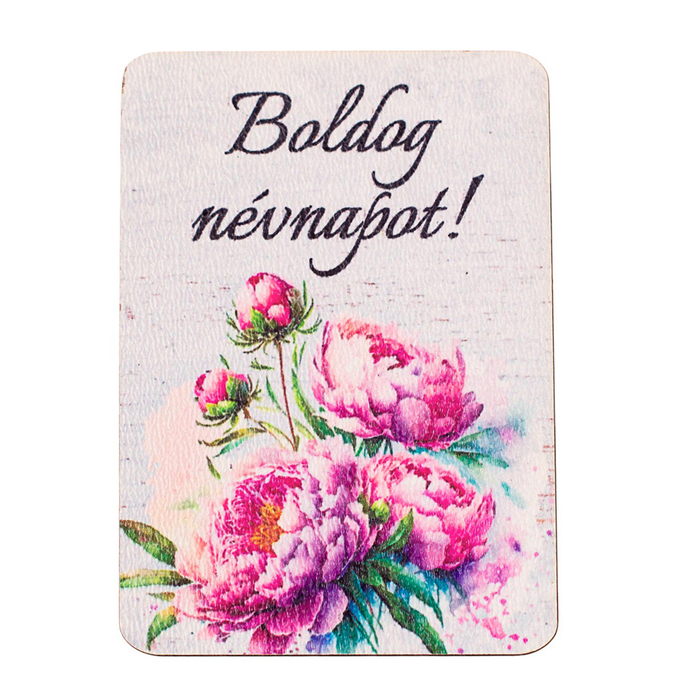4db. "Boldog névnapot!" feliratos dekor fa tábla 7 x 5cm